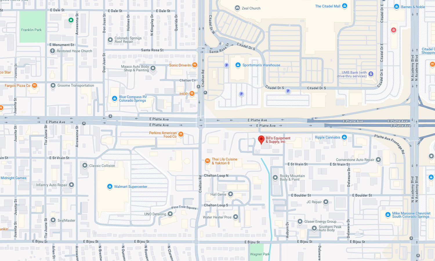 Map of Bill's Equipment East Location