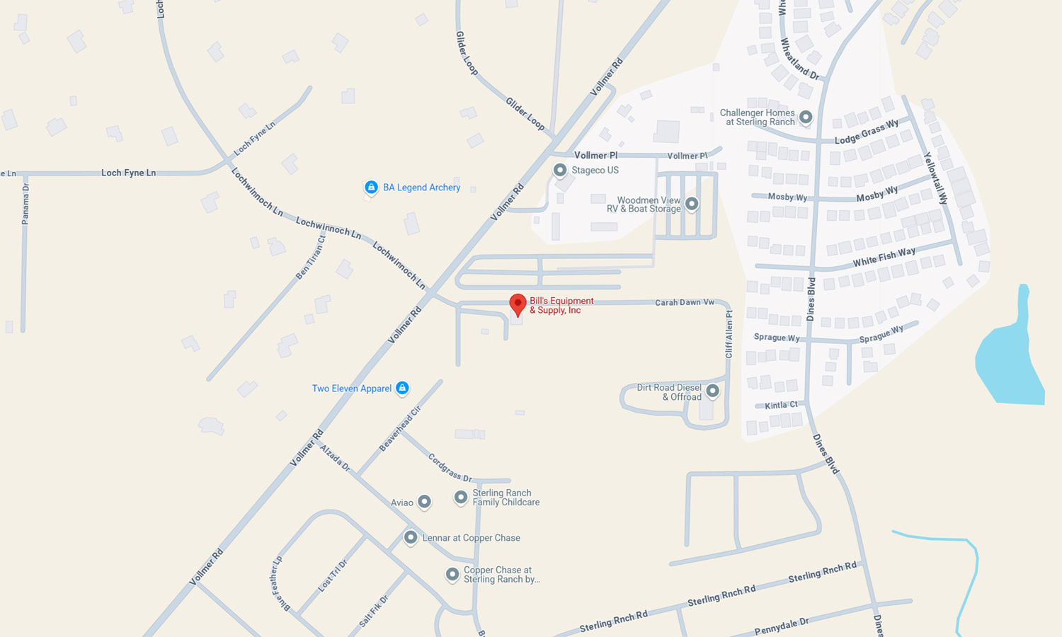 Map to Bill's Equipment North Location